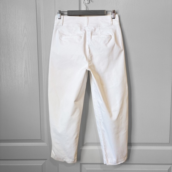 J. Crew Pleated Pant In White Garment Dyed Chino Size 4 Coastal Tapered Stretch - Picture 13 of 14